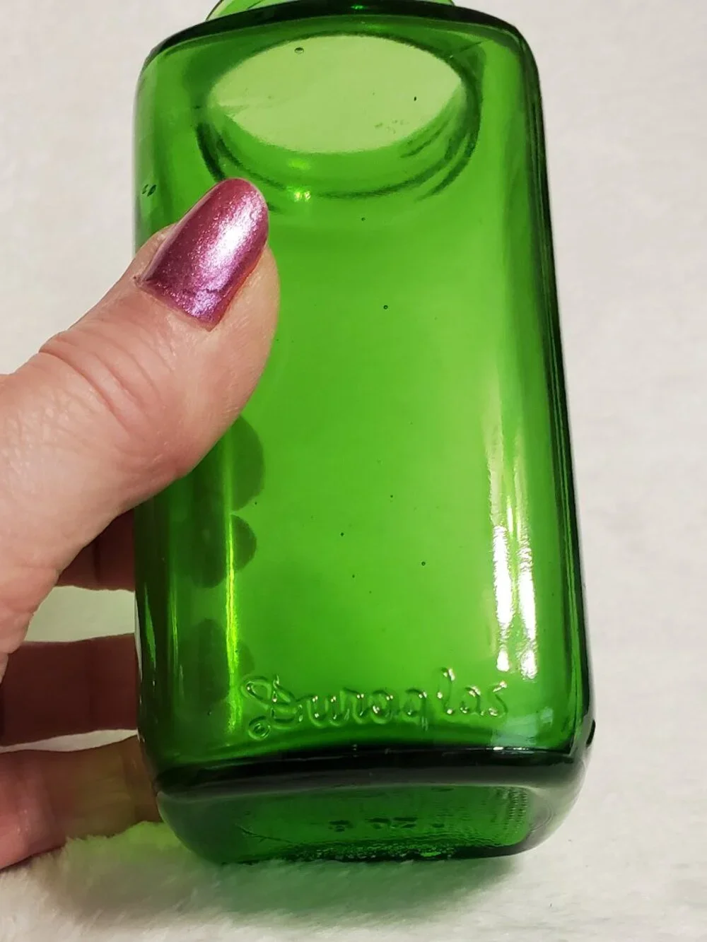 Vintage Duraglass green glass 6 ounce jar EUC!